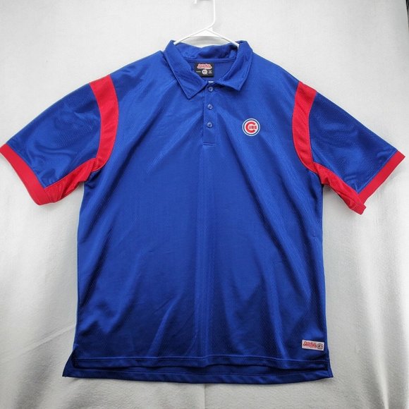 CHICAGO CUBS Shirt Men's Polo By Stiches Logo Blue Baseball Size Extra Large - Picture 3 of 12